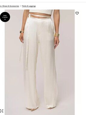 JLUXLABEL Cream Satin Wide-Leg Pants size Small